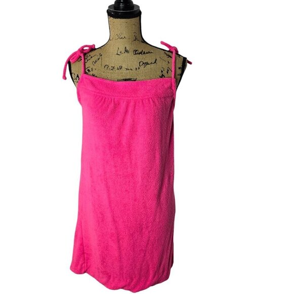 Vintage Neon Hot Pink Terry Cloth Summer Resort Beach Dress - Picture 1 of 13